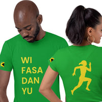 Load image into Gallery viewer, Wi Fasa Dan Yu - Team Jamaica Track and Field Inspired Unisex T-shirt Sizes Toddler to Adults (2T - 3X)
