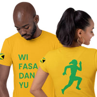 Load image into Gallery viewer, Wi Fasa Dan Yu - Team Jamaica Track and Field Inspired Unisex T-shirt Sizes Toddler to Adults (2T - 3X)
